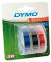 3 x 3D tape Rød/sort/blå til Dymo/Omega/Junior prægemaskine - DYMO - 